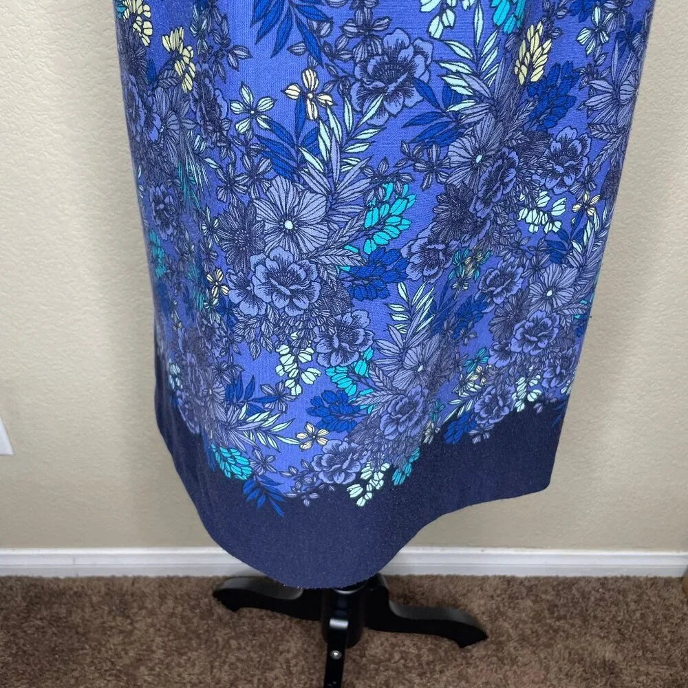Talbots Floral Sheath Dress Blue Purple Sleeveless Knee Length Stretch Sz Large - Picture 6 of 12